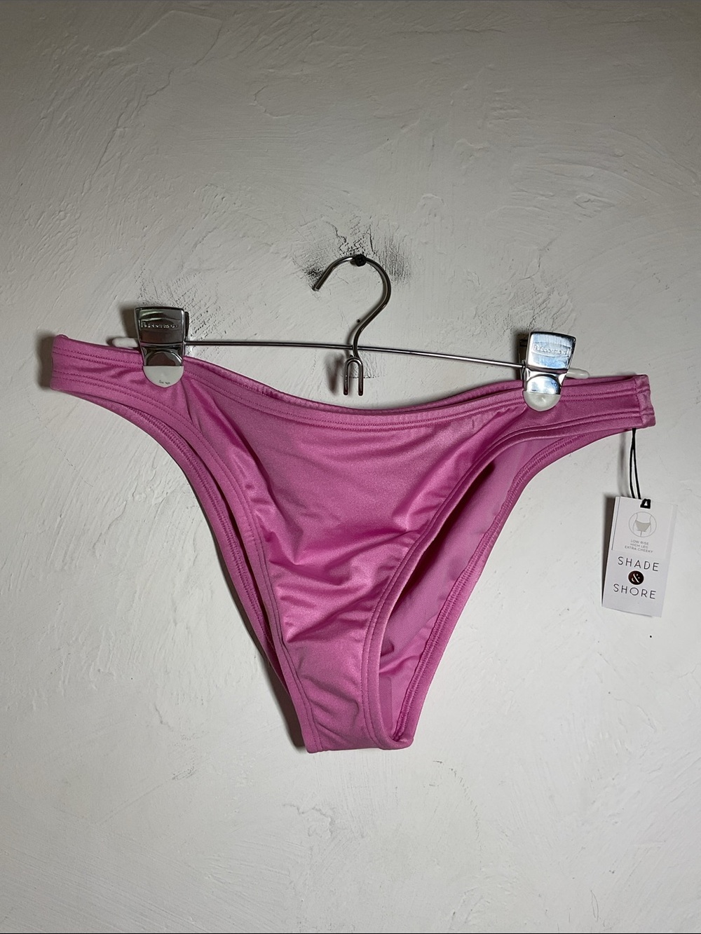 Shade & Shore Metallic Pink Extra Cheeky Bikini Bottom Size L(12-14) NWT